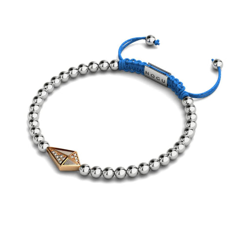 Cerf-volant | Or rose 18 carats et argent et bleu | Bracelet Charmballa en Cristal de Macramé